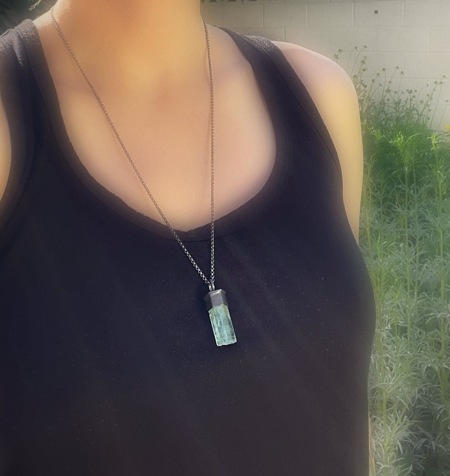 Aquamarine crystal necklace