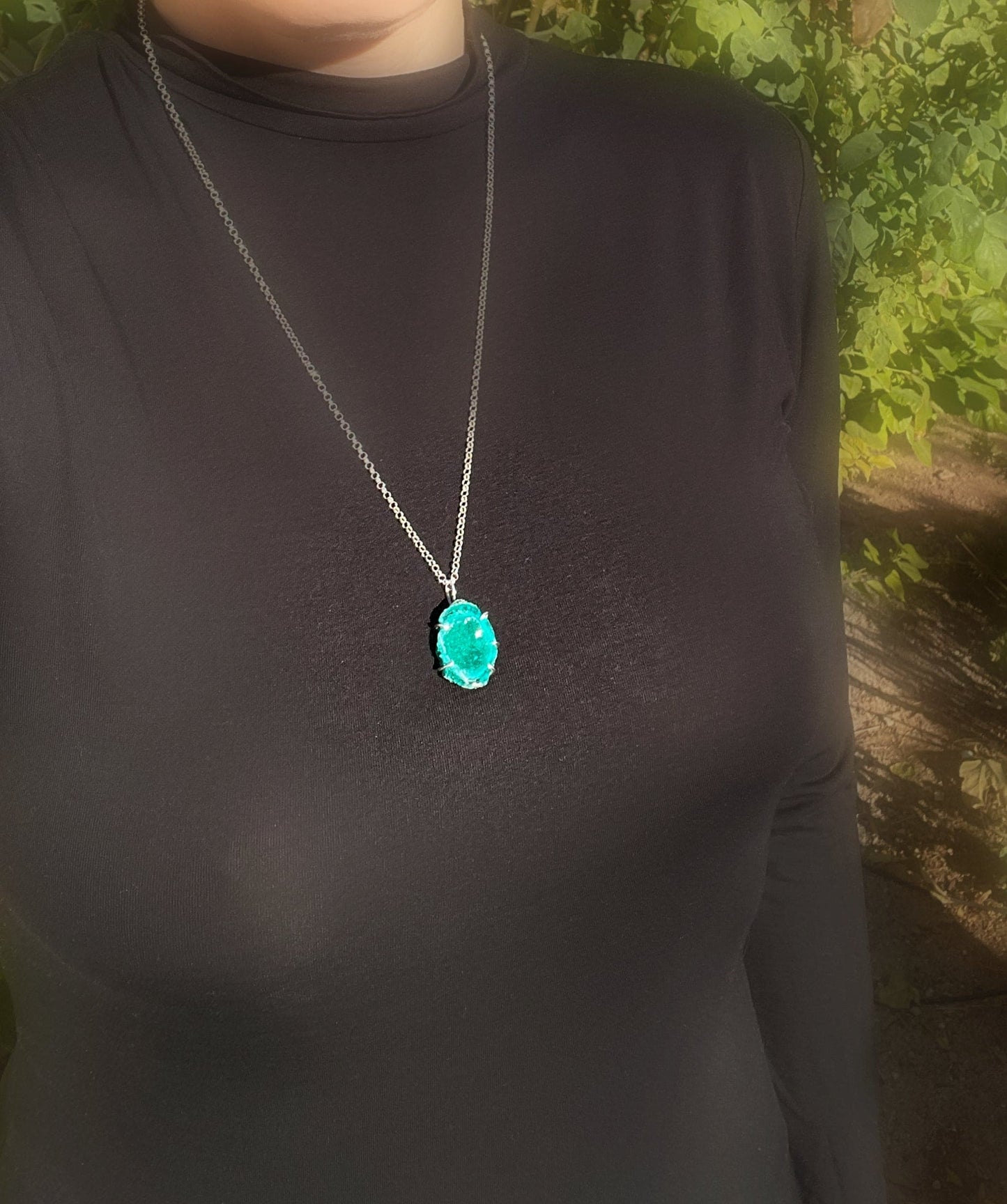 dioptase crystal necklace