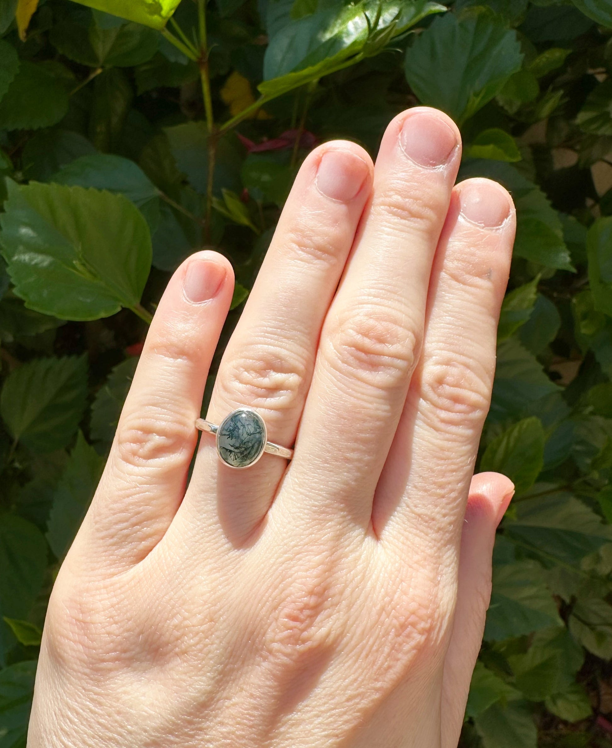 moss agate ring unique gift for women