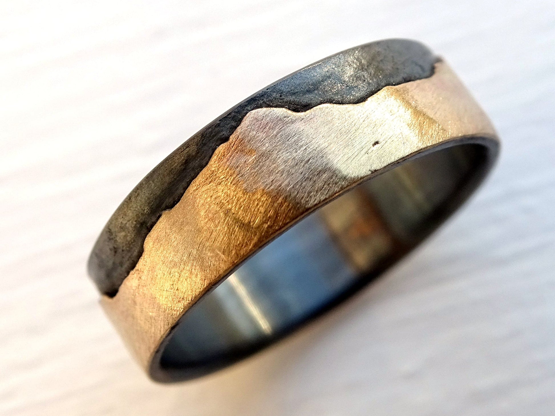 customized 14k gold and silver mountain ring