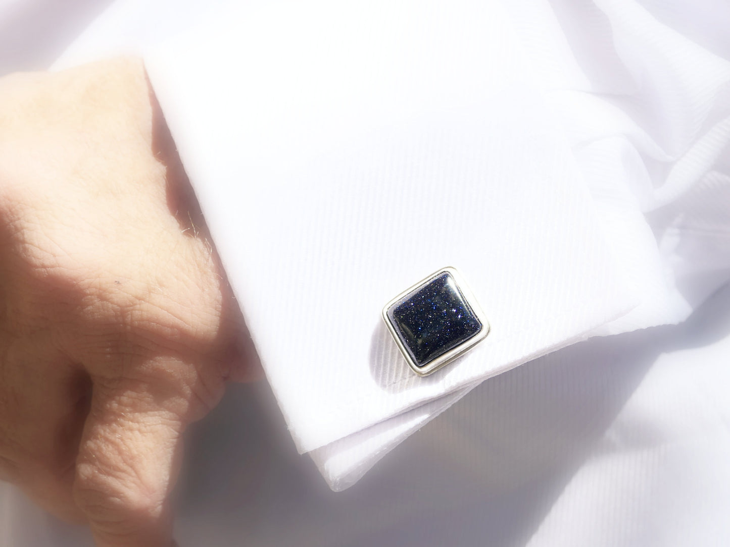 blue goldstone cufflinks gift for men