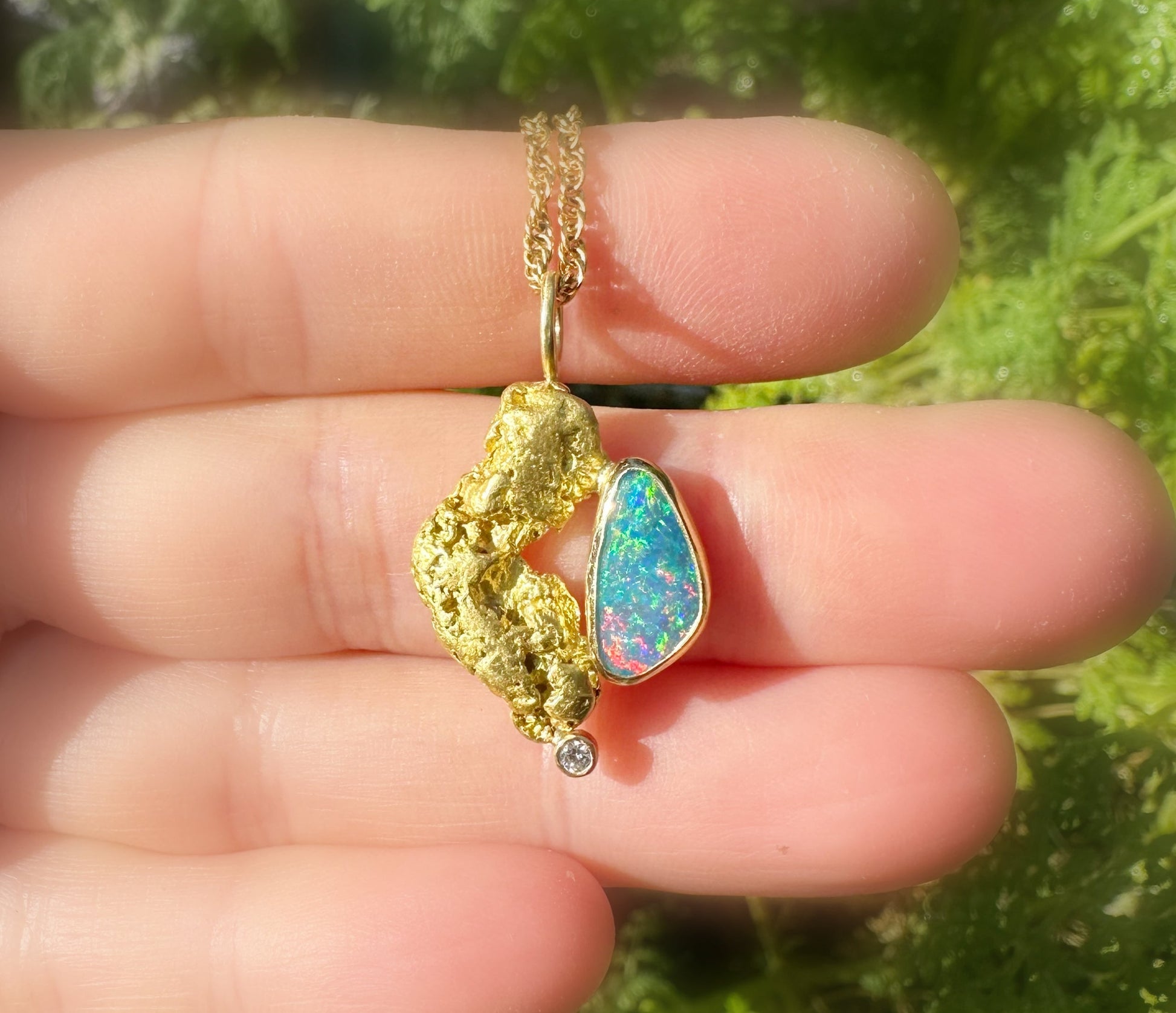 Australian gold nugget pendant October birthstone