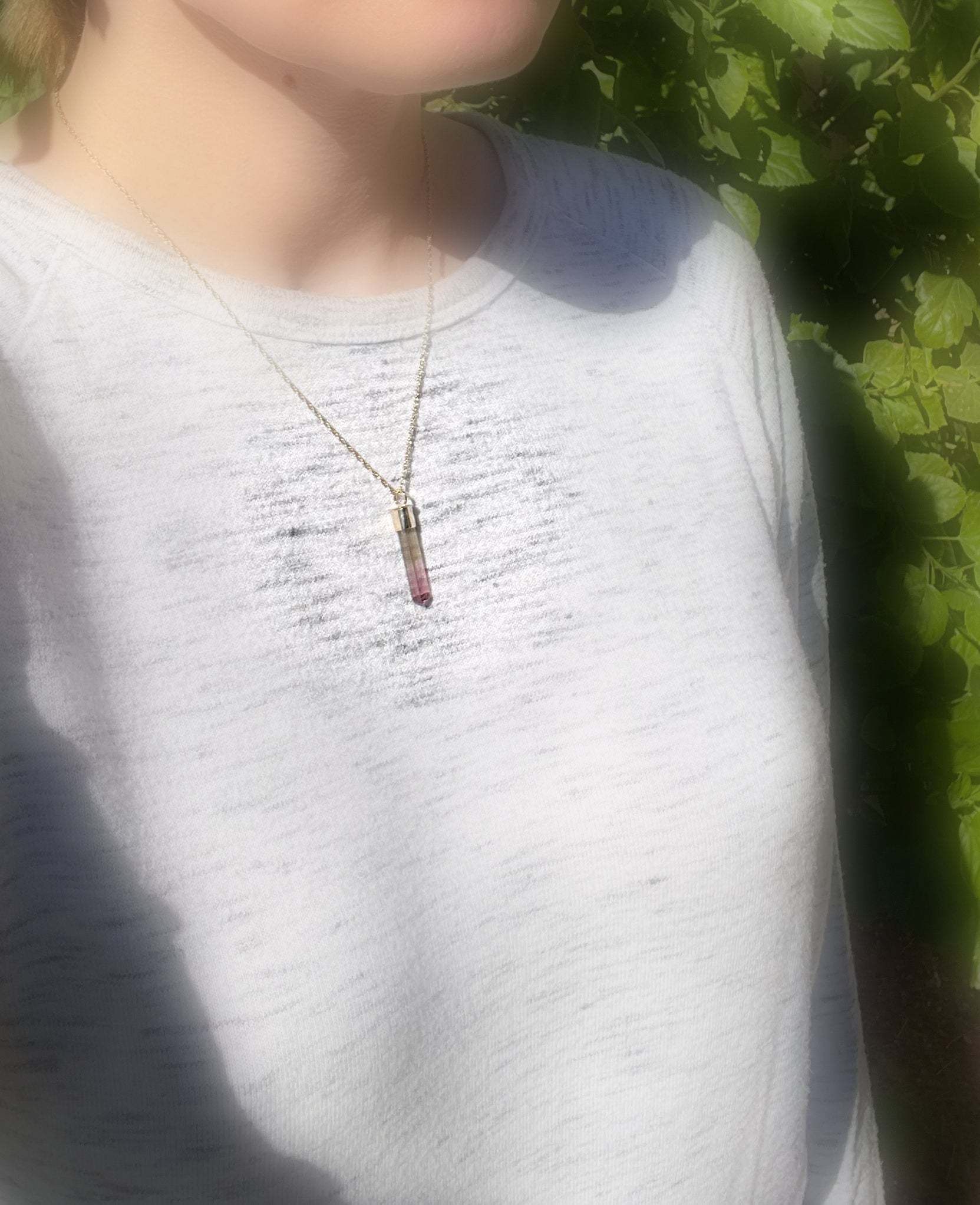 gold tourmaline crystal necklace