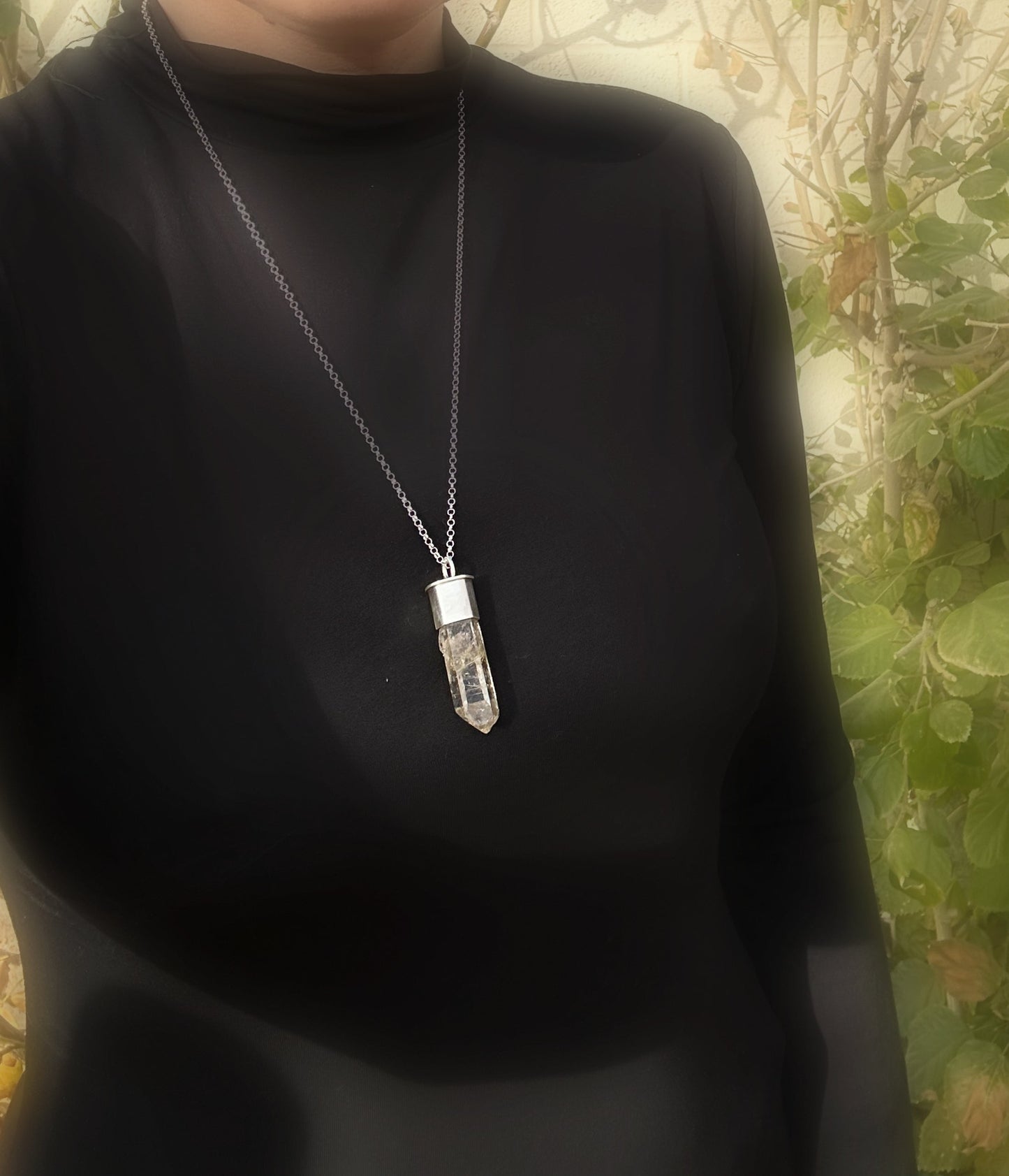 golden Rutile in Smoky Quartz minimalist necklace