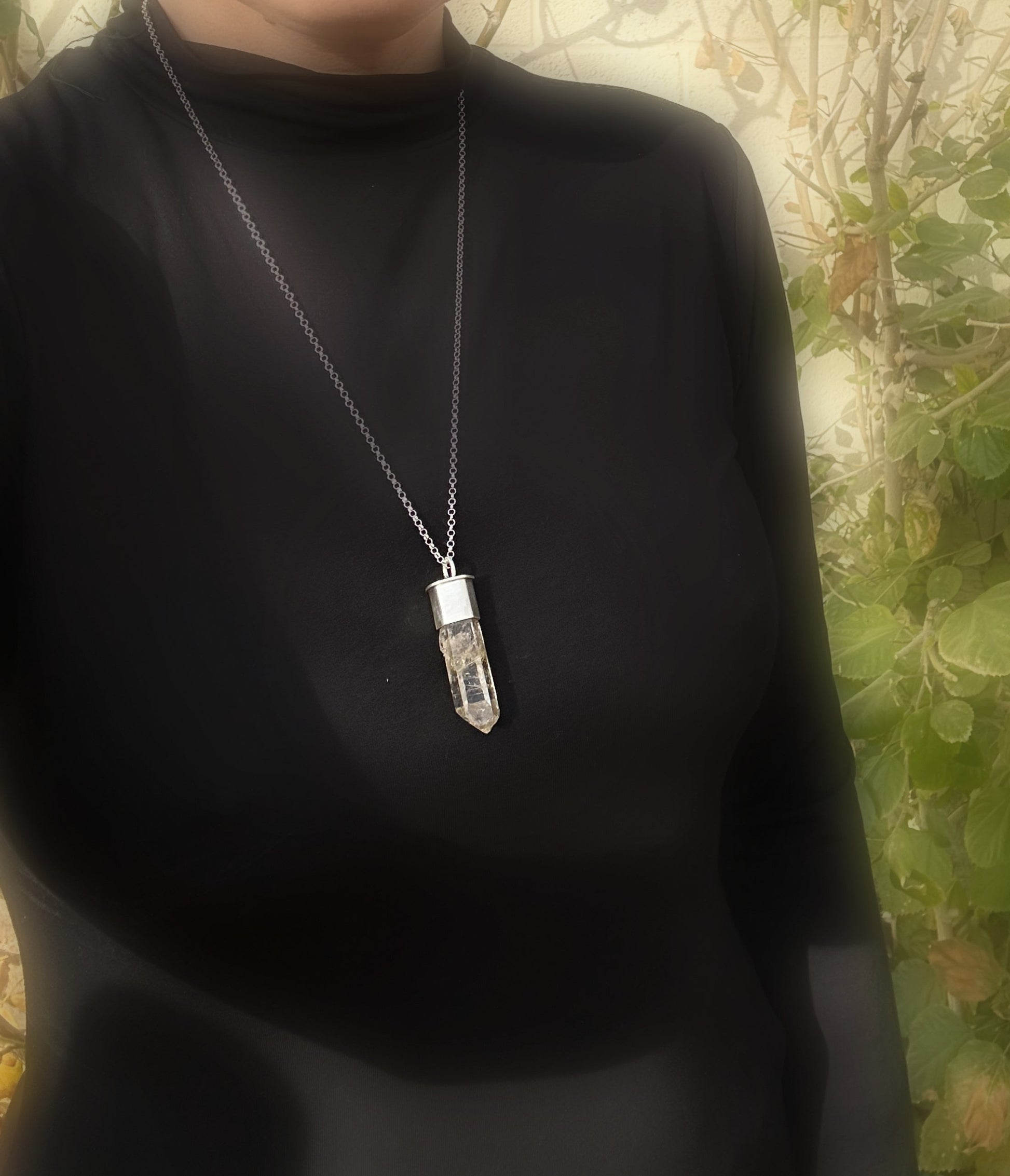 golden Rutile in Smoky Quartz minimalist necklace