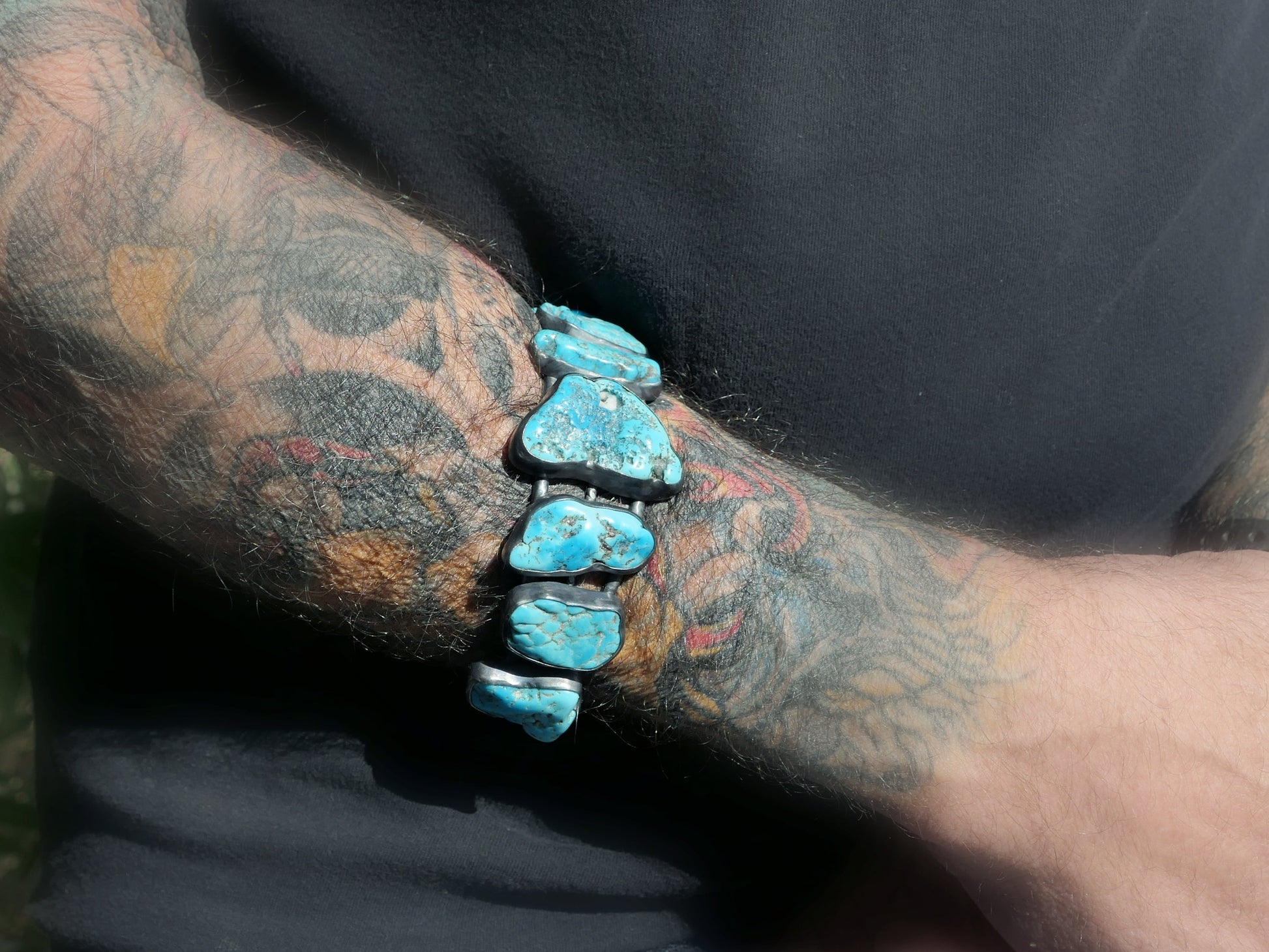 men's turquoise nugget bracelet 8.5 inches