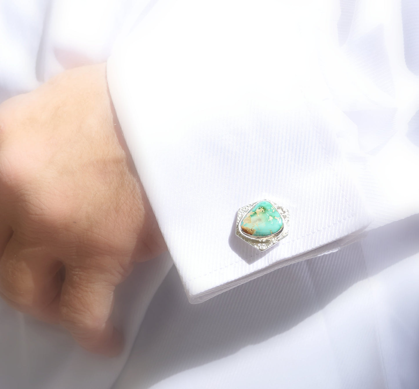 sterling silver nugget turquoise cufflinks