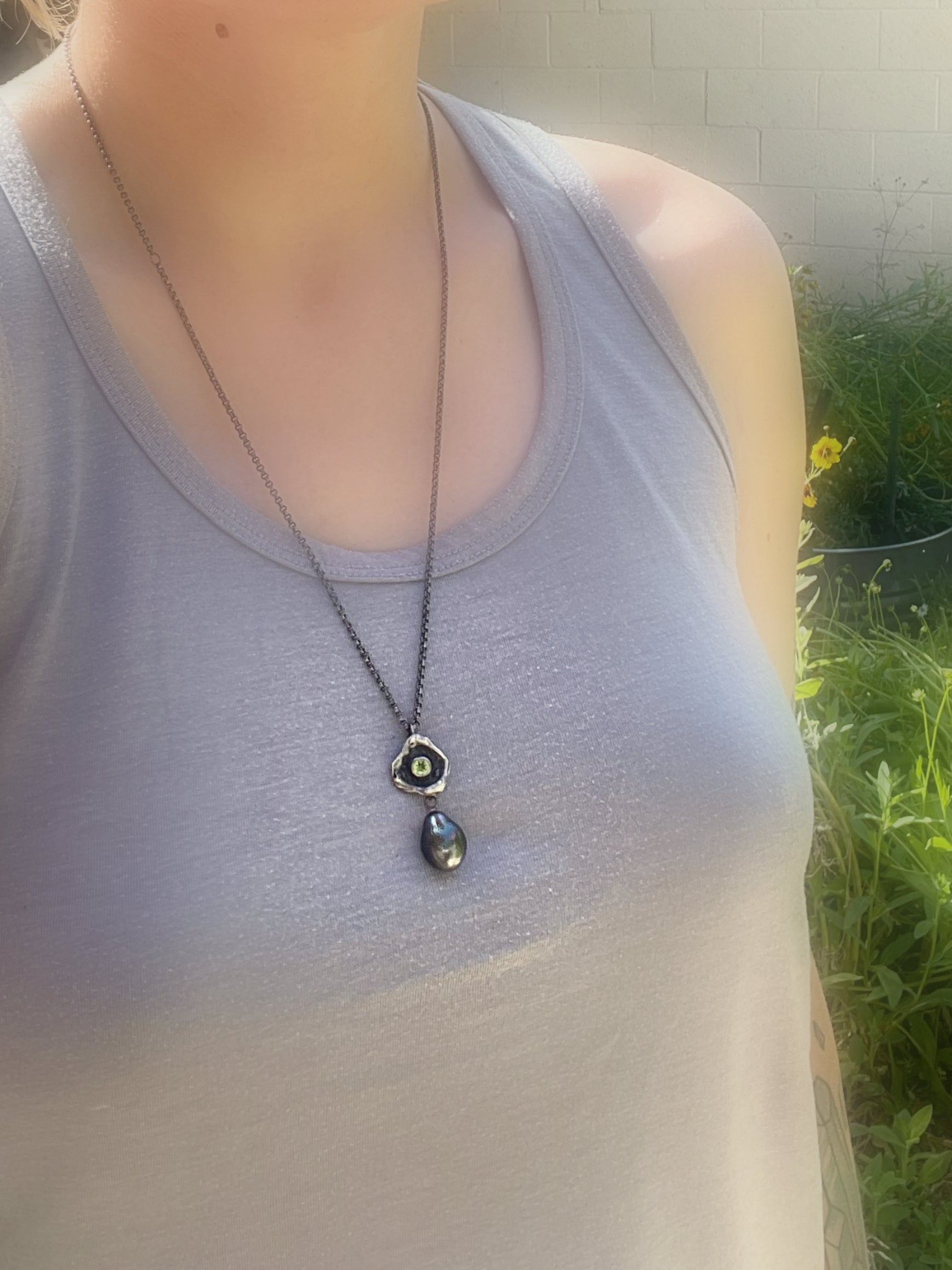 peridot pendant layering necklace