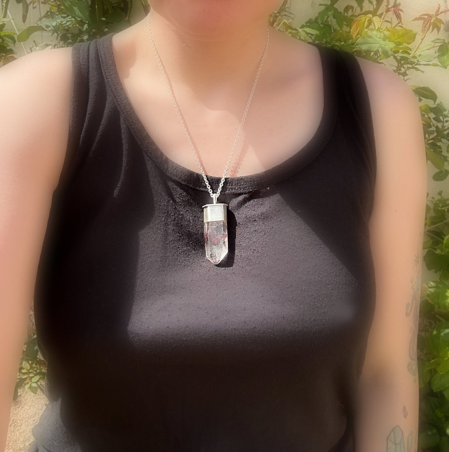 phantom quartz crystal point necklace