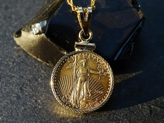 gold eagle coin pendant