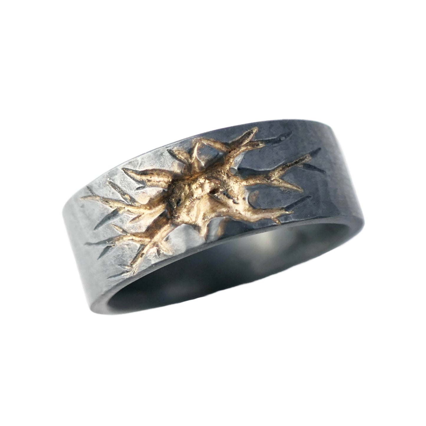 gold silver carved wedding band