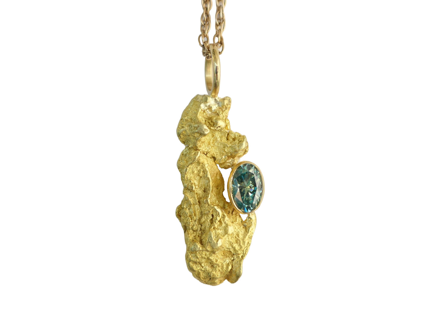 Alaska natural gold nugget pendant