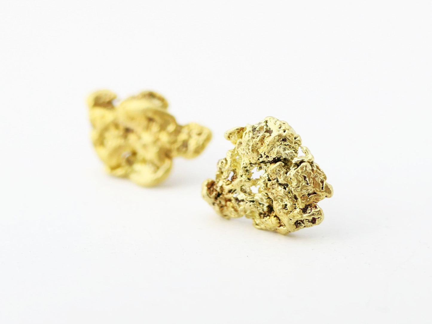 mismatched gold nugget stud earrings