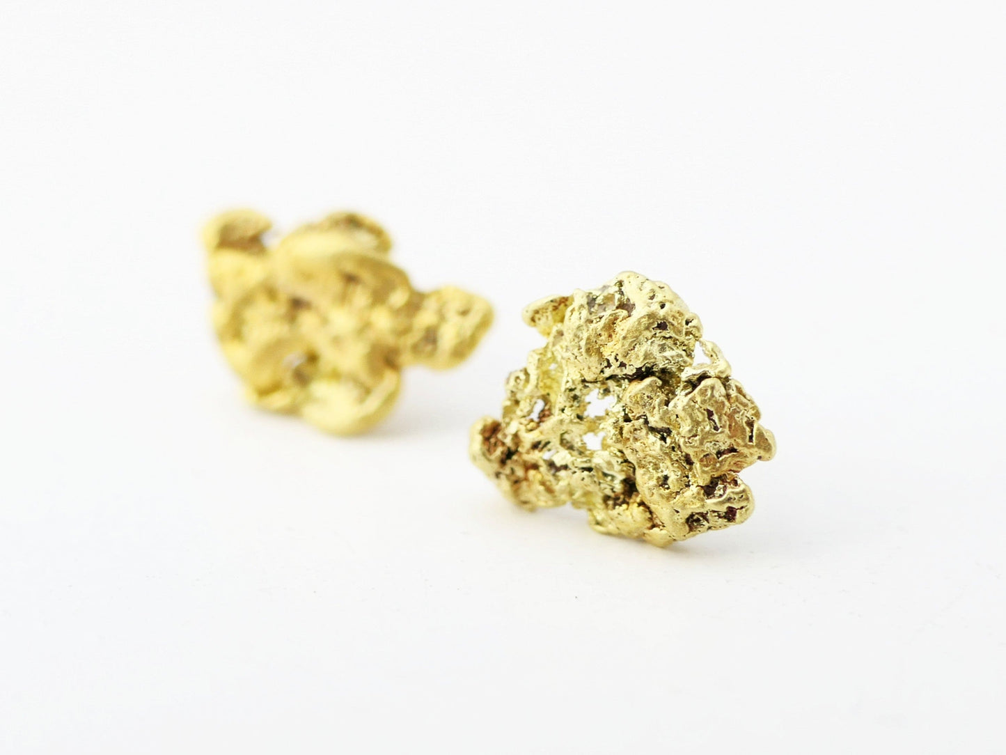 mismatched gold nugget stud earrings