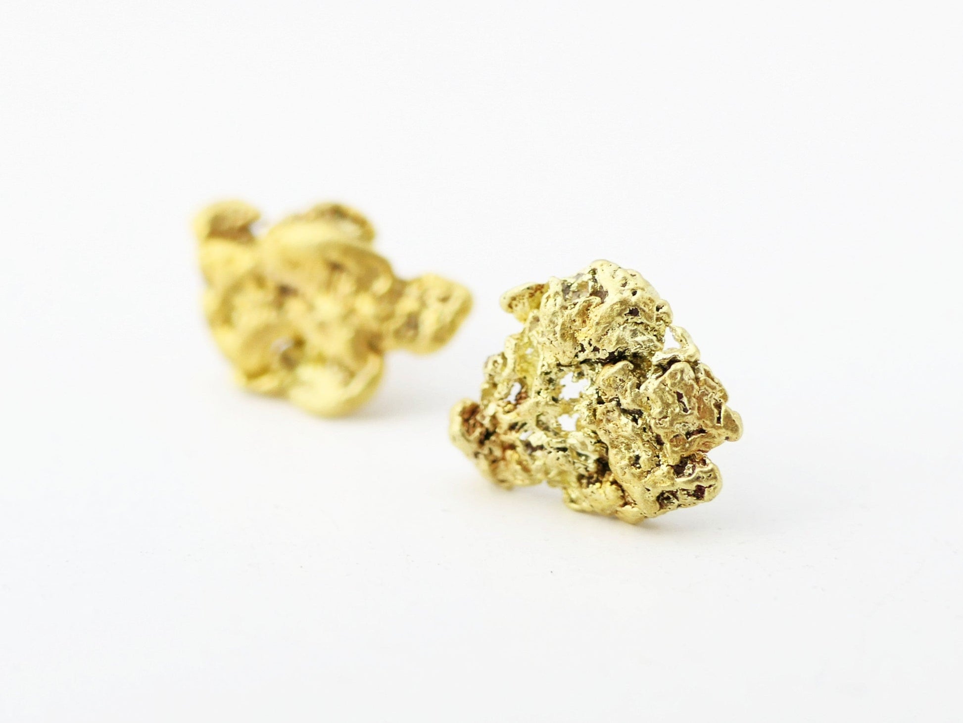 mismatched gold nugget stud earrings