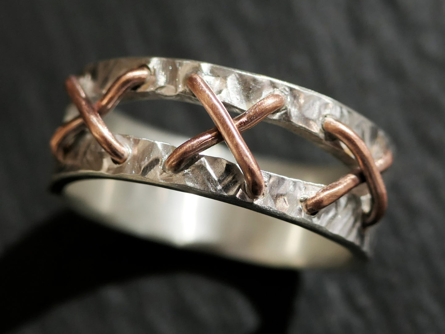 stitched ring unusual wedding band