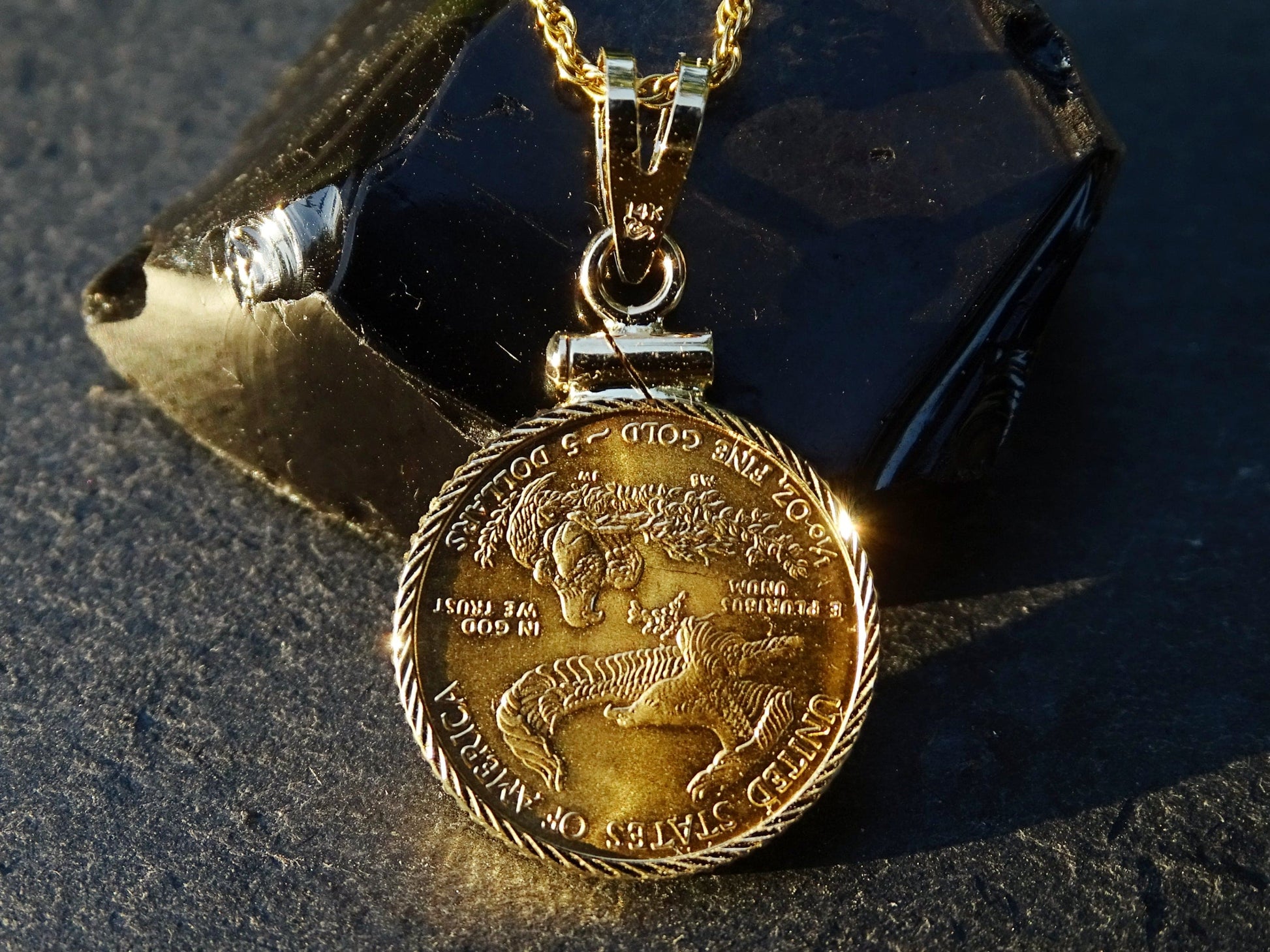 gold eagle coin necklace