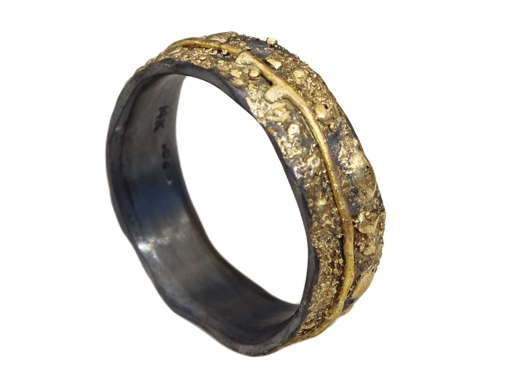 unique gold silver mens wedding band
