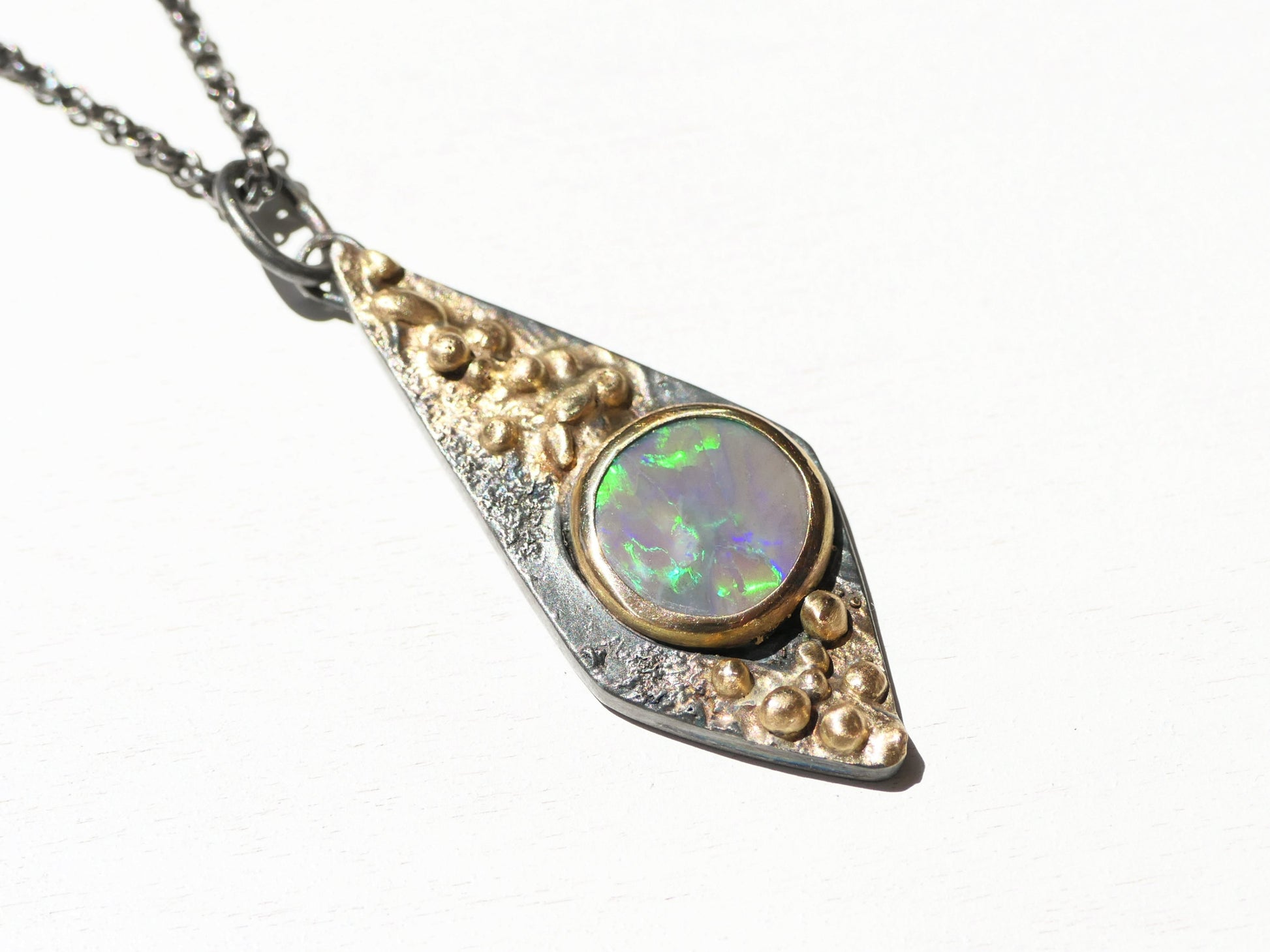 Australian black opal pendant necklace