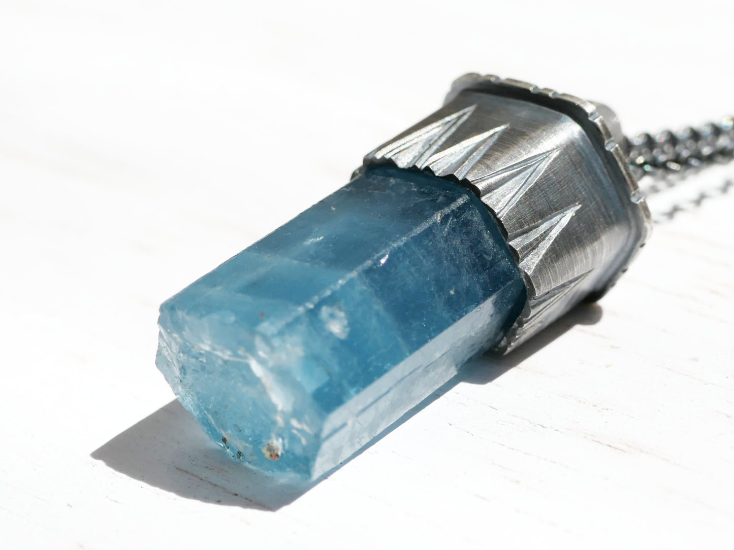Vietnam aquamarine crystal necklace, one of a kind aquamarine pendant
