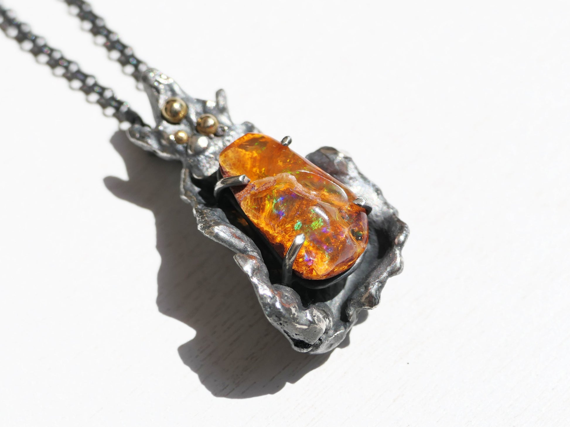 watercast fire opal pendant