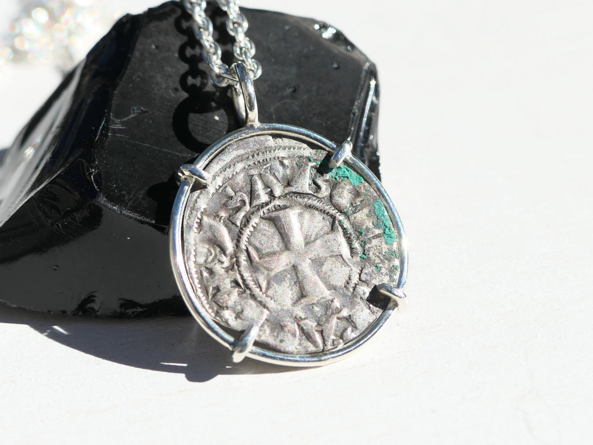 Authentic Medieval Crusader Coin Necklace Sterling Silver