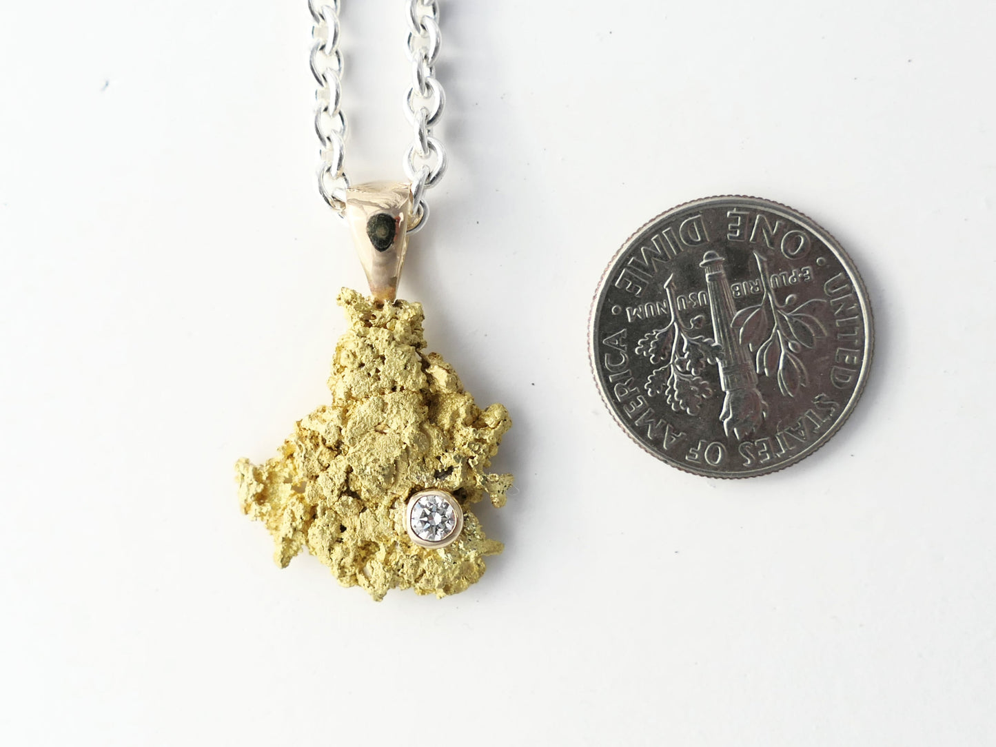 big gold nugget necklace with diamond