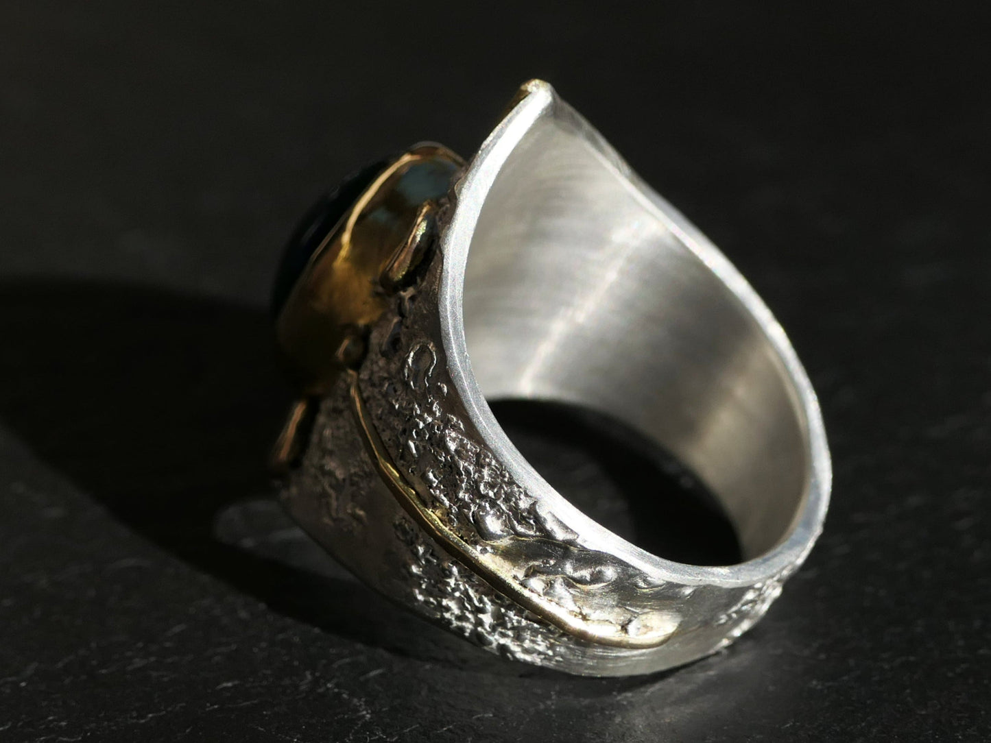 gold and silver statement ring