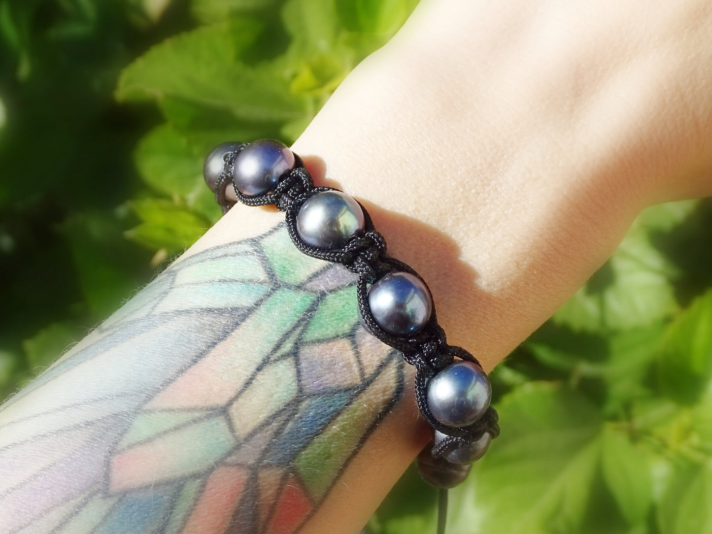 black pearl shamballa bracelet