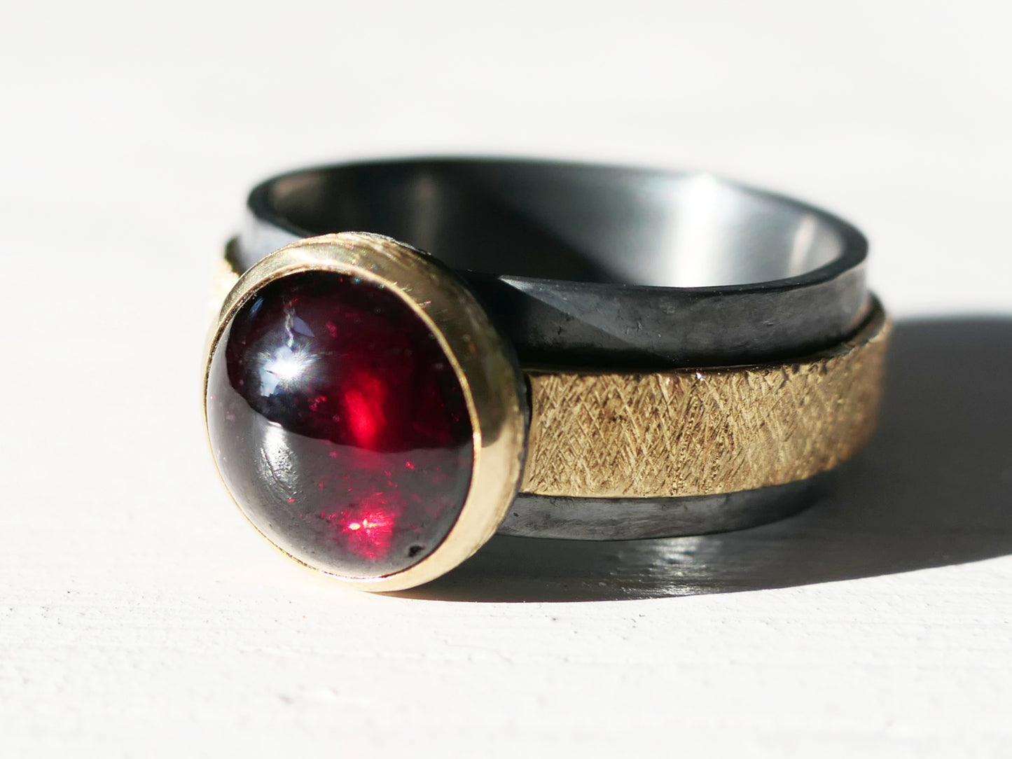 handmade garnet ring 14k gold silver