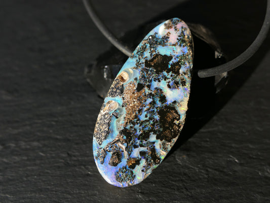 rainbow boulder opal pendant