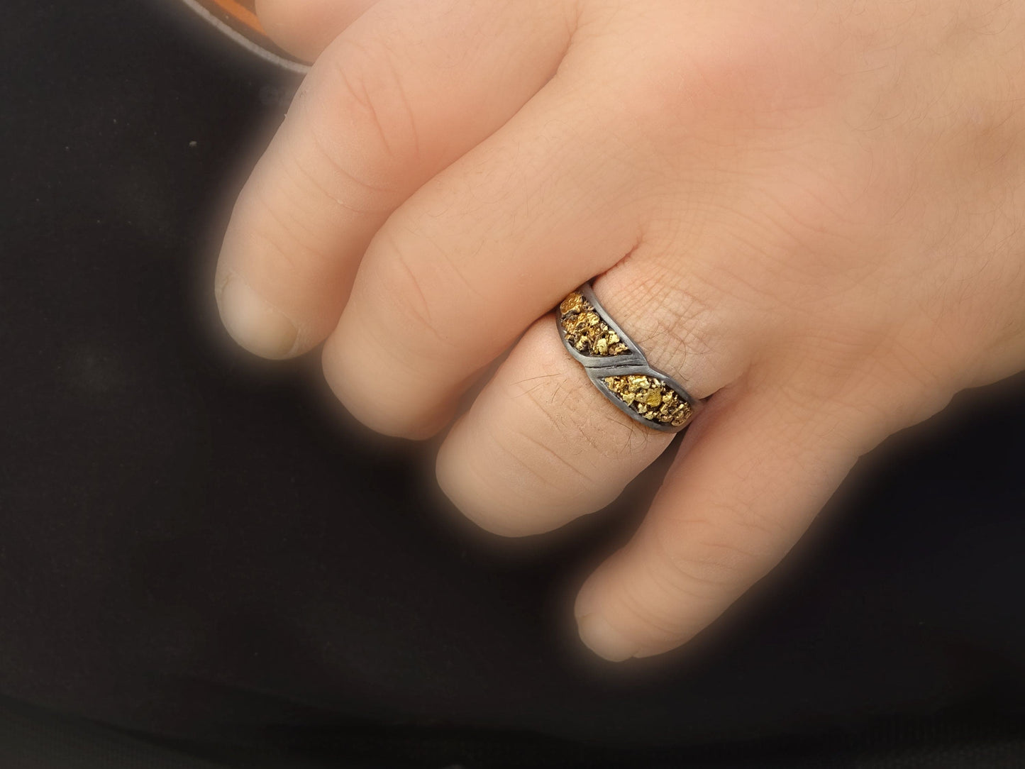gold nugget inlay ring