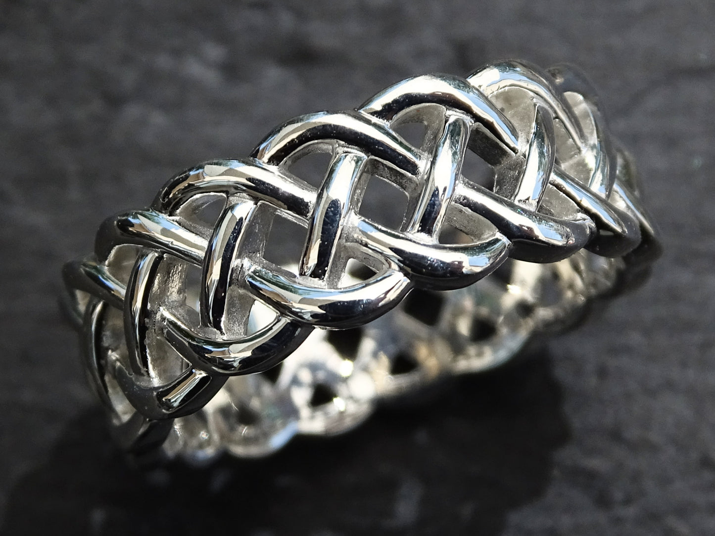 braided style silver ring polished silver