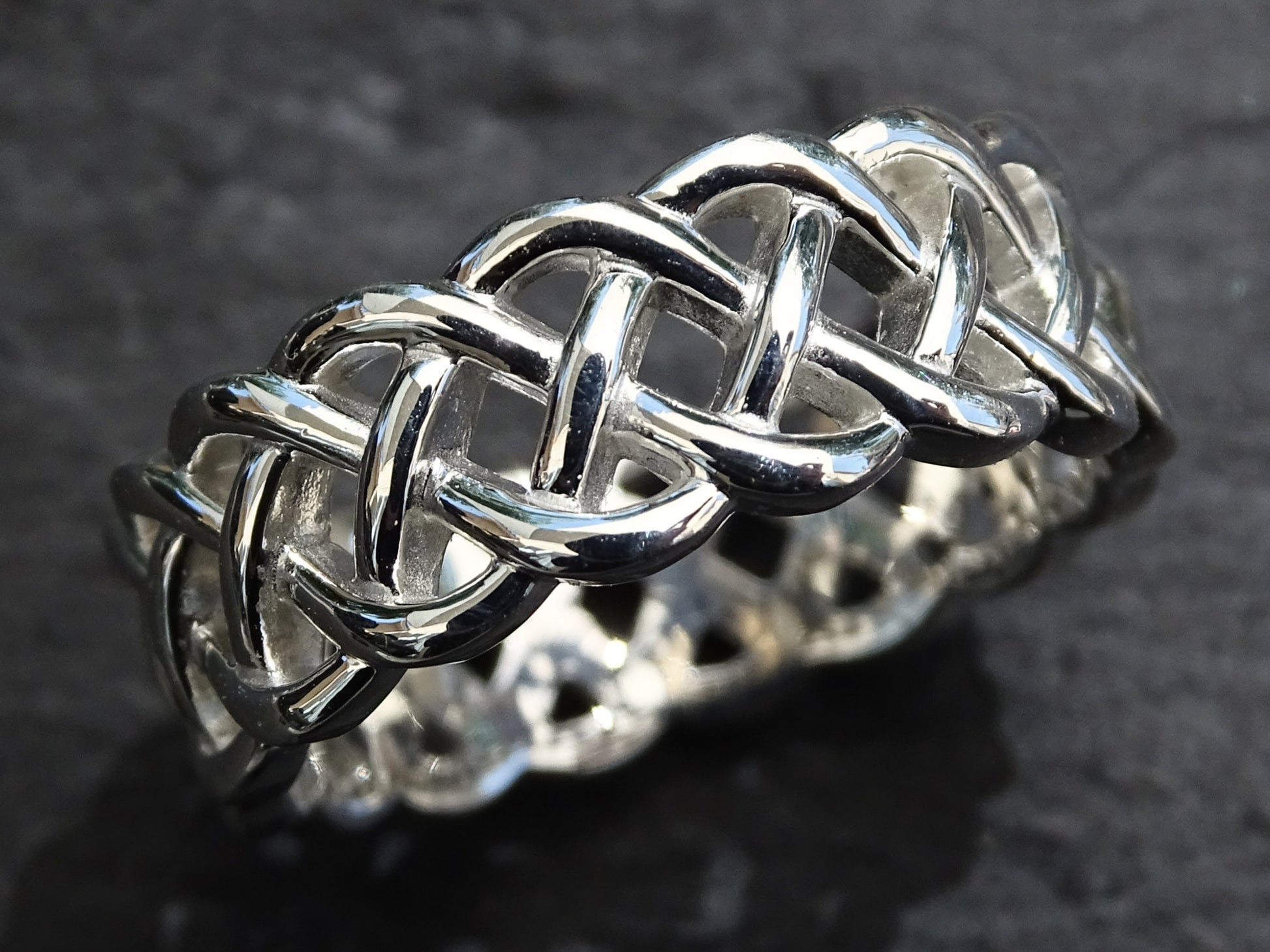 braided style silver ring polished silver