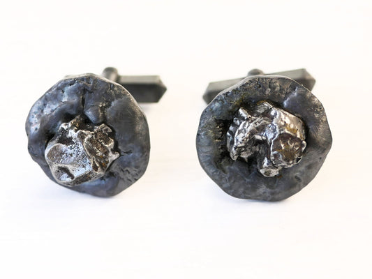 meteorite cufflinks dark silver
