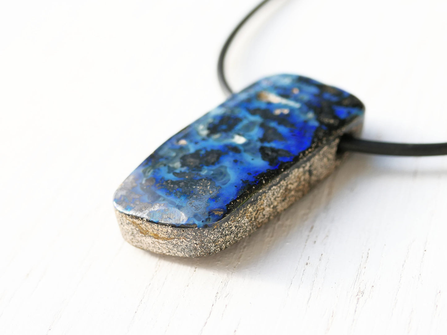 blue Australian boulder opal pendant