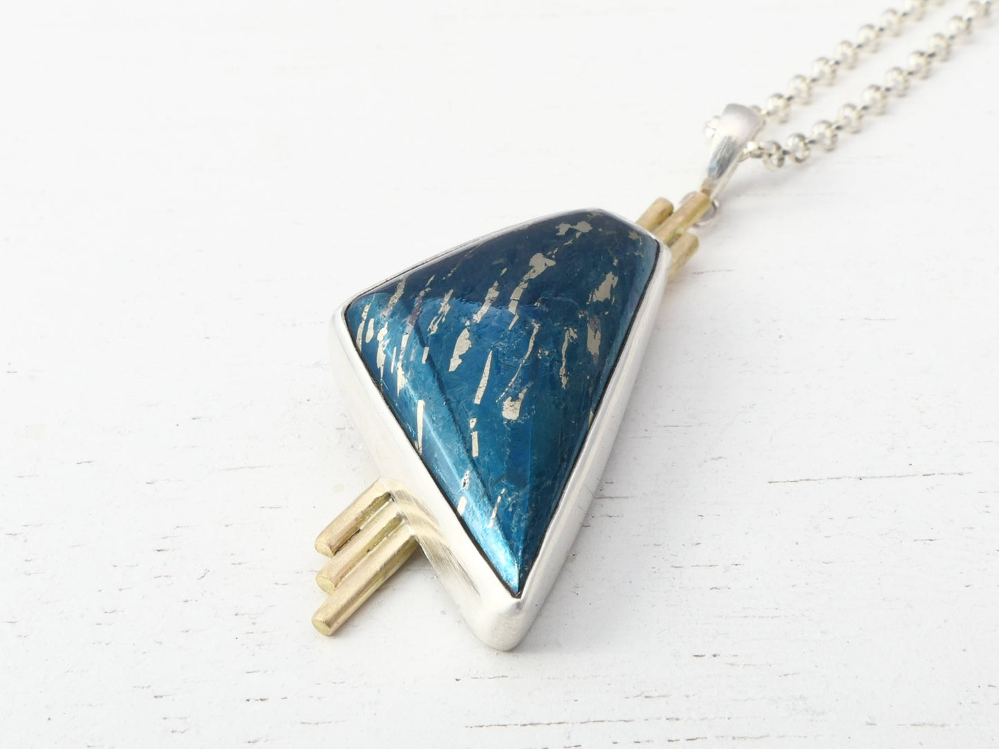 handmade covellite pendant