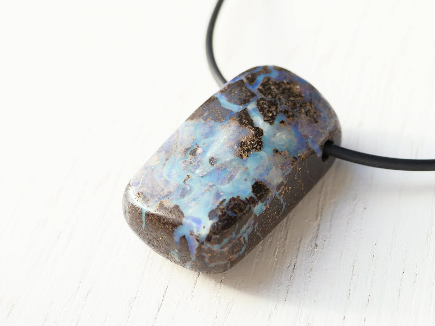 rainbow boulder opal pendant