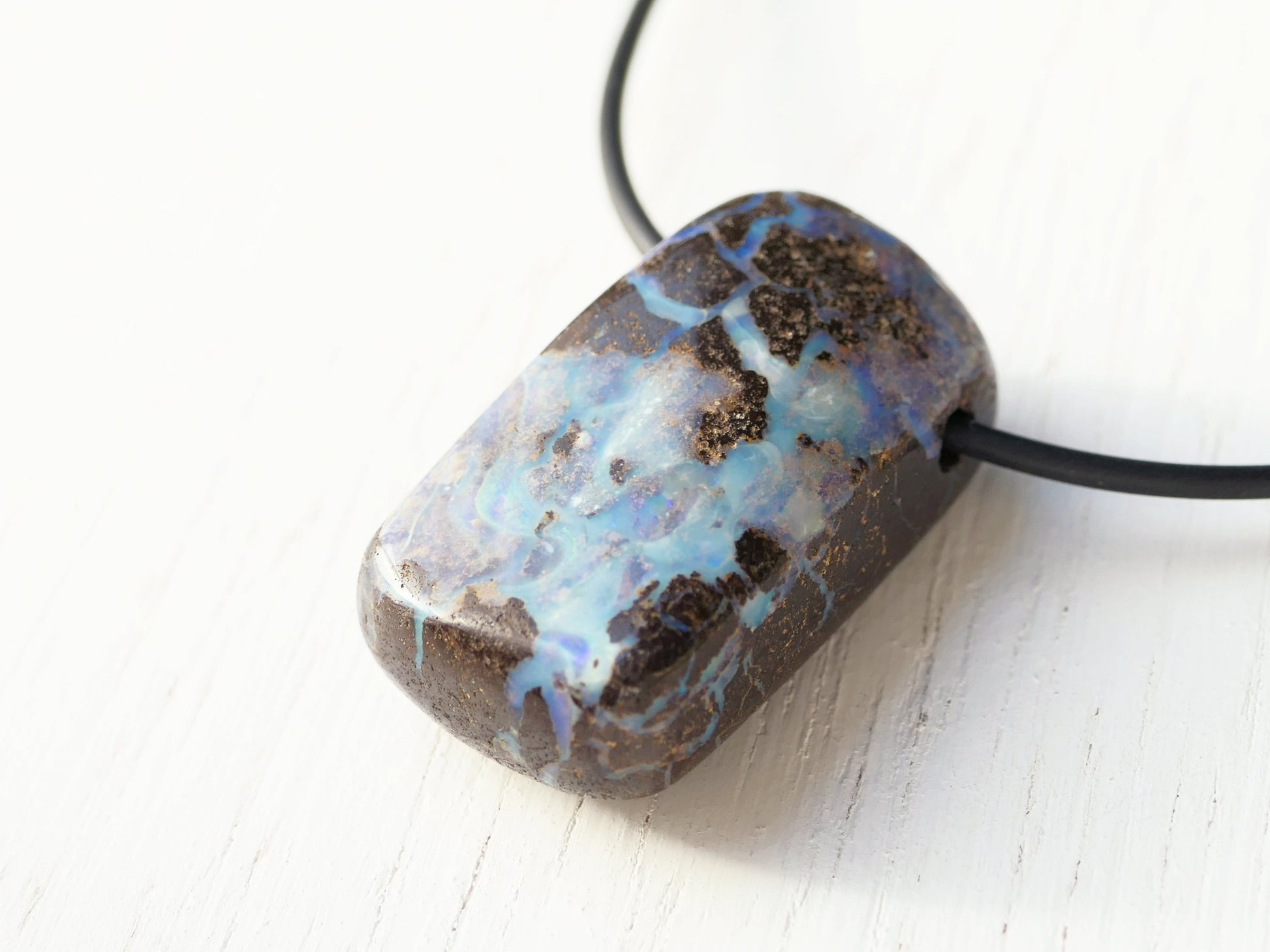 rainbow boulder opal pendant