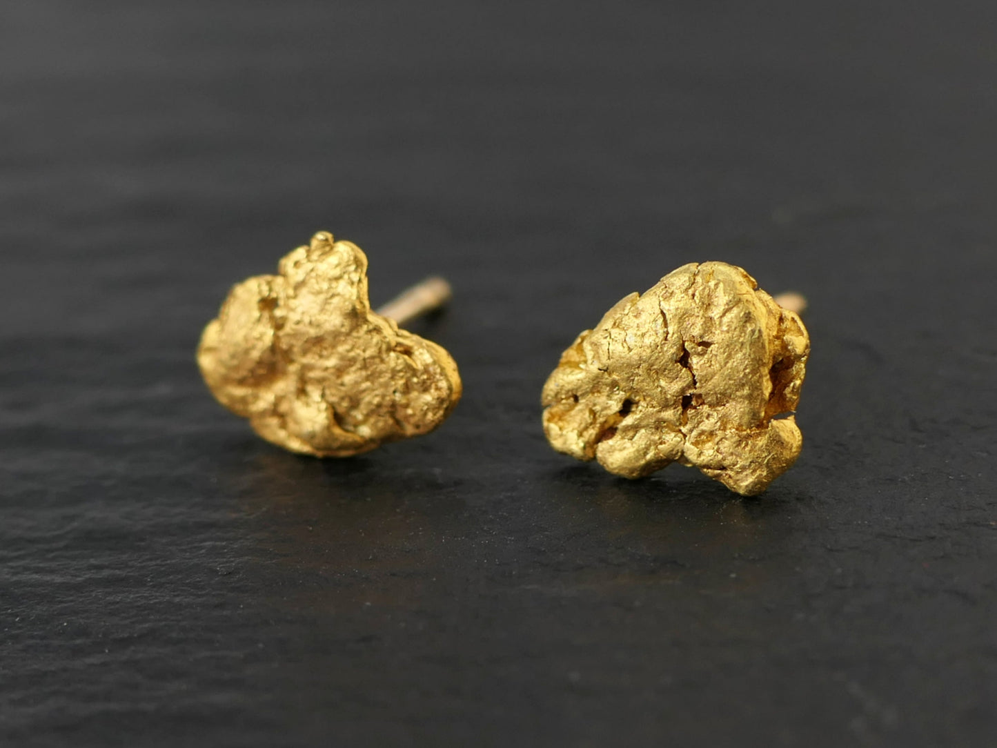 placer gold nugget gold stud earrings