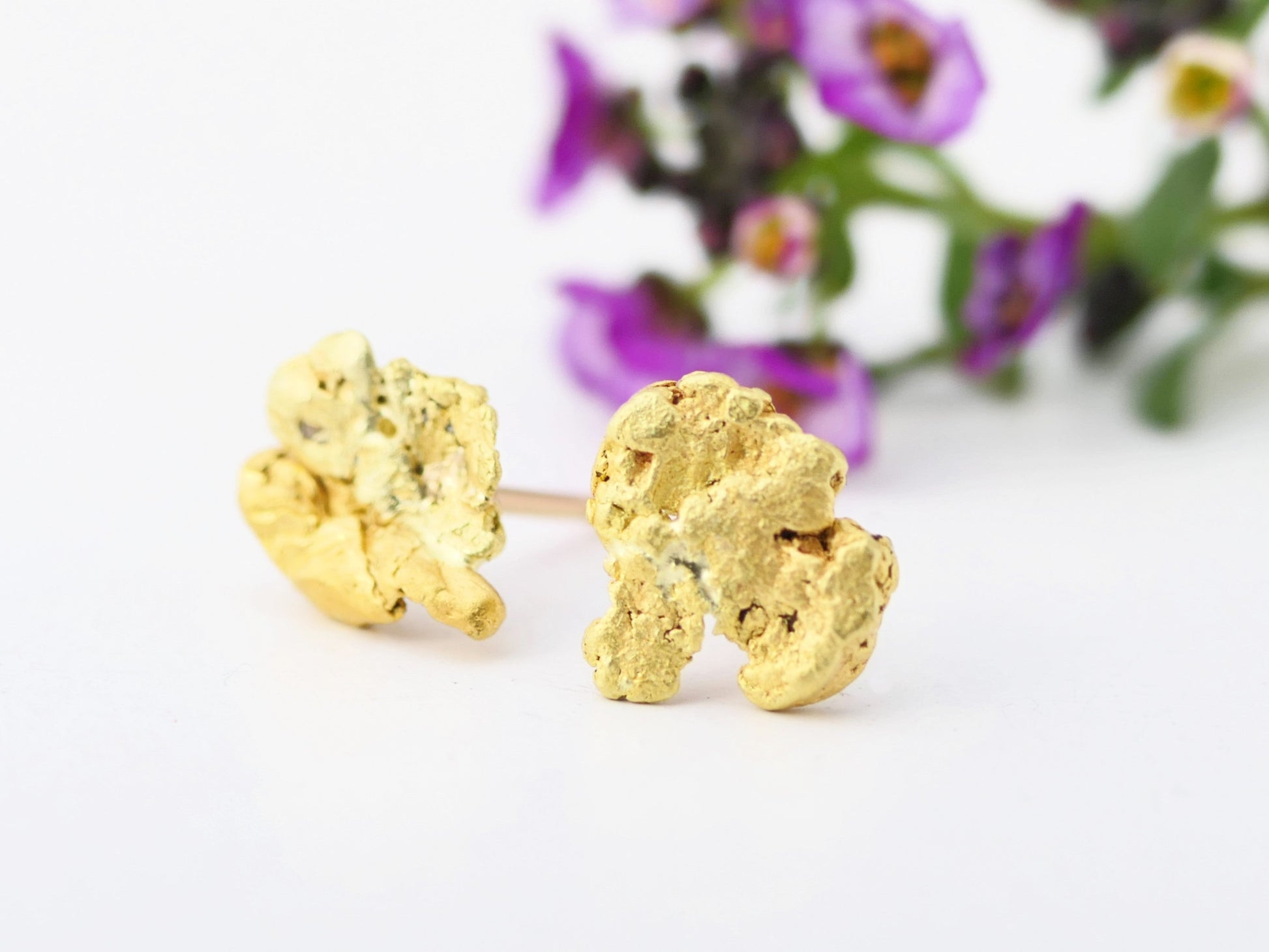 gold nugget earrings studs