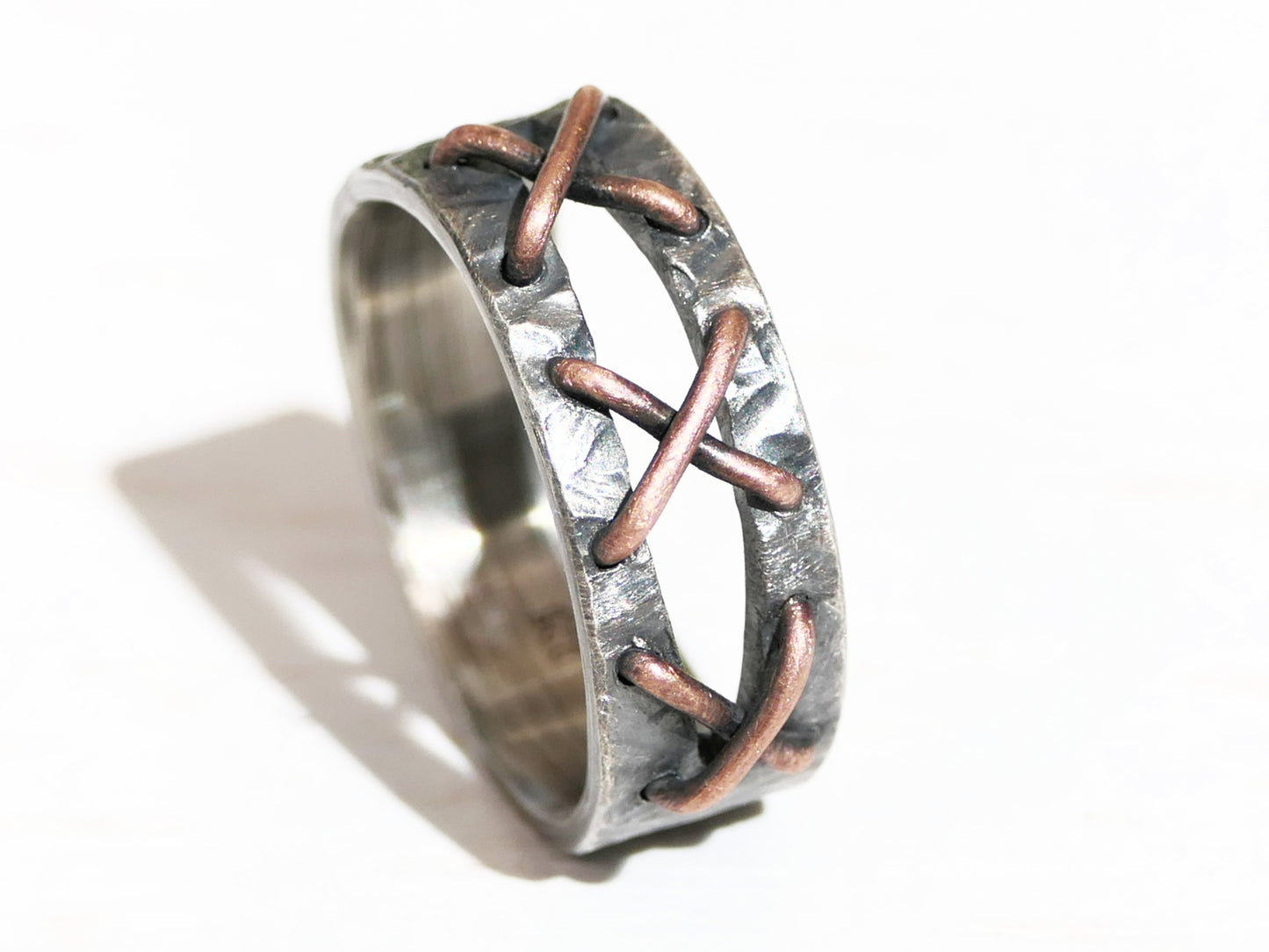 stitched ring black wedding band