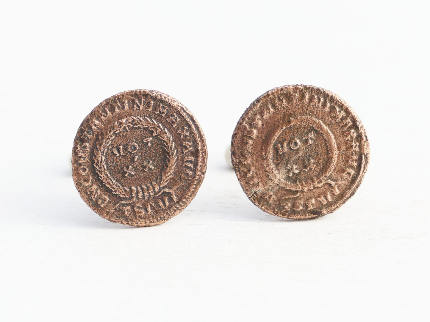 bronze Roman coin cufflinks