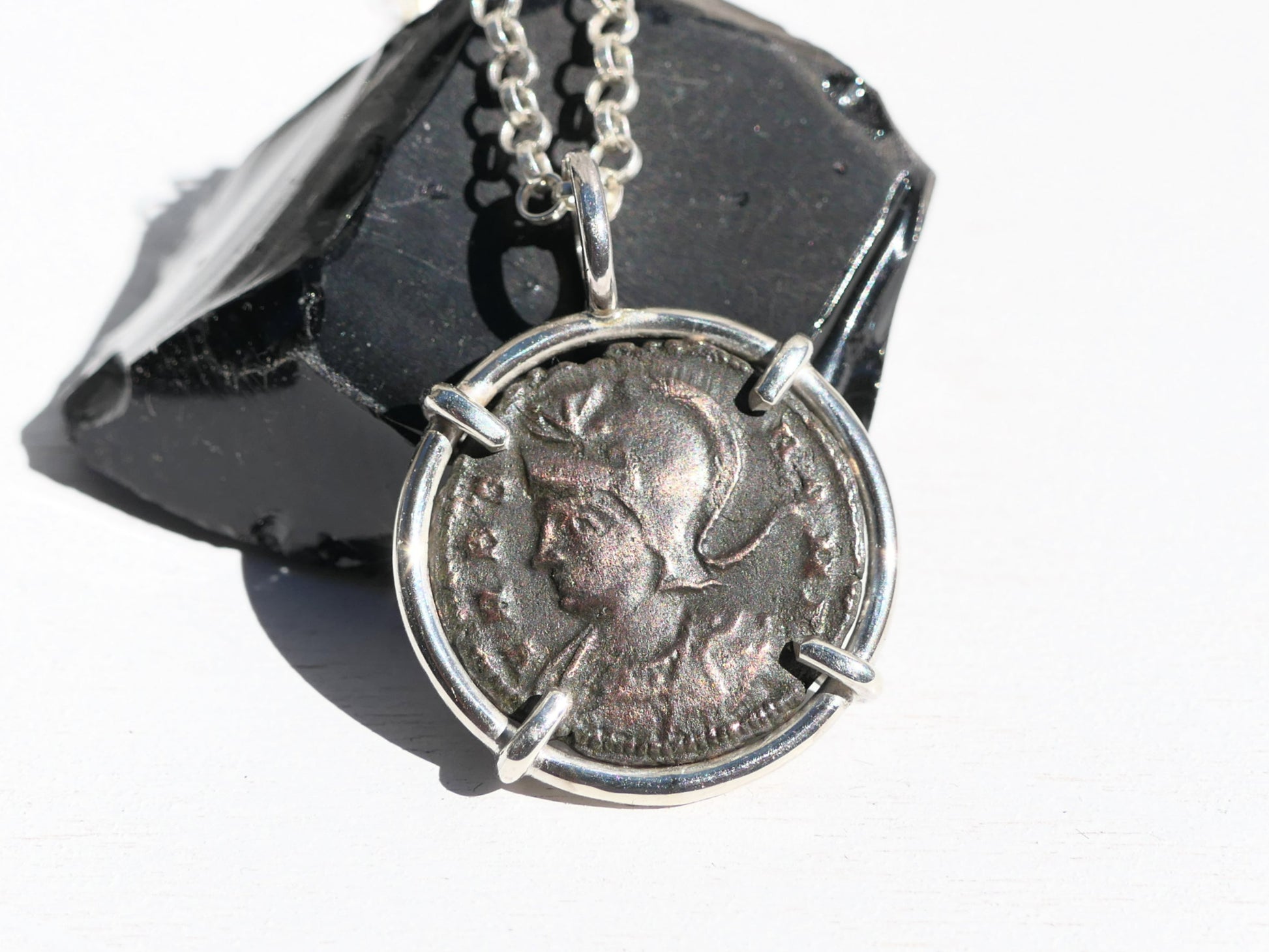 bronze Urbs roma coin silver pendant