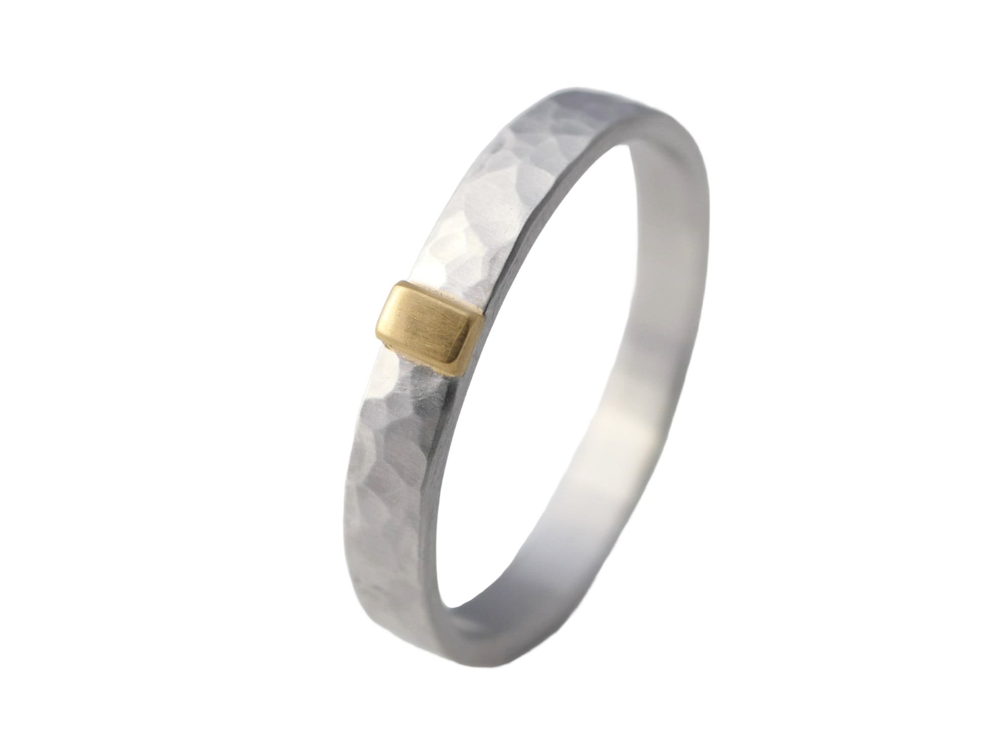 hammered palladium ring with 22k gold accent