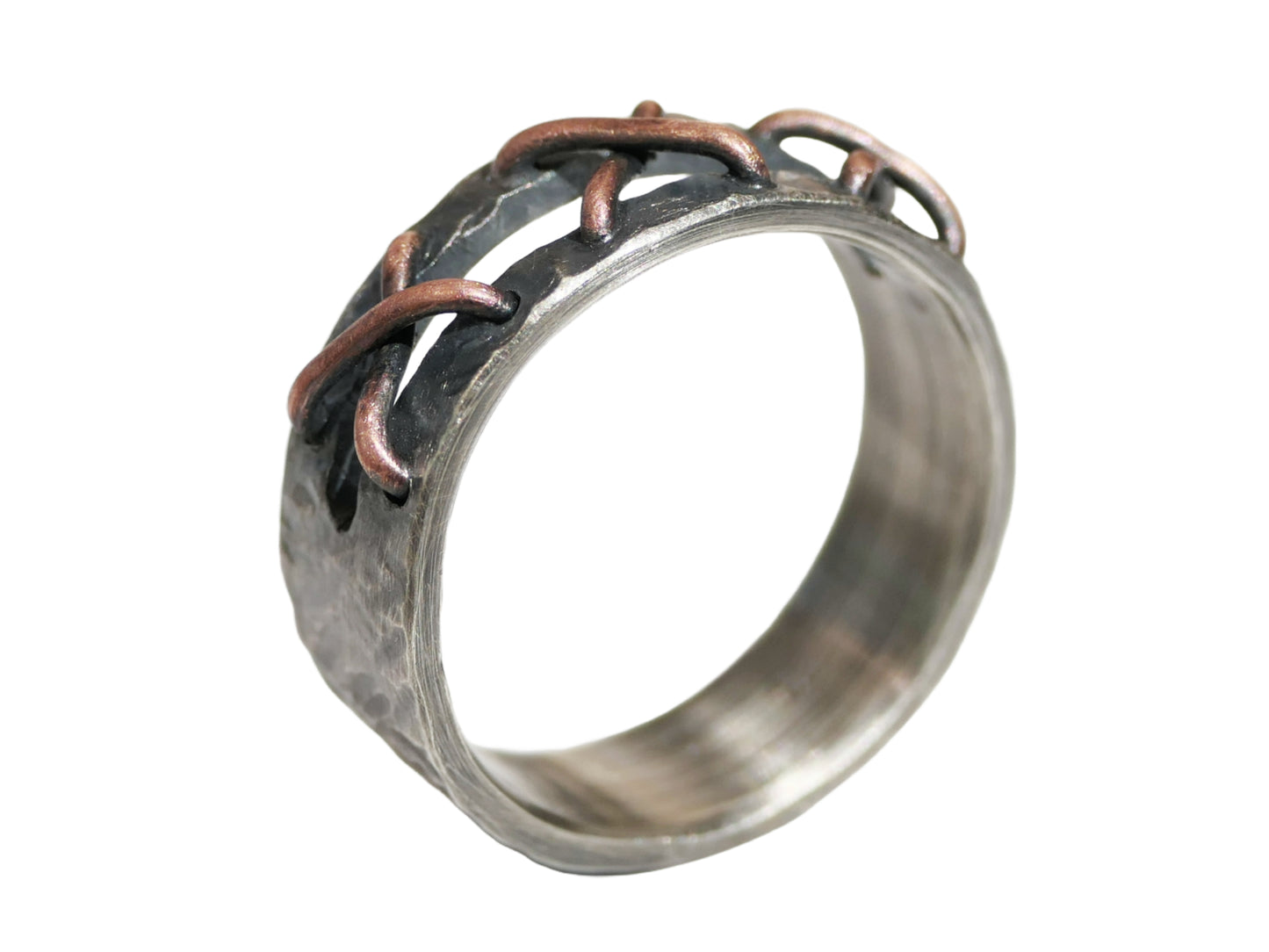 stitched ring rustic wedding ring