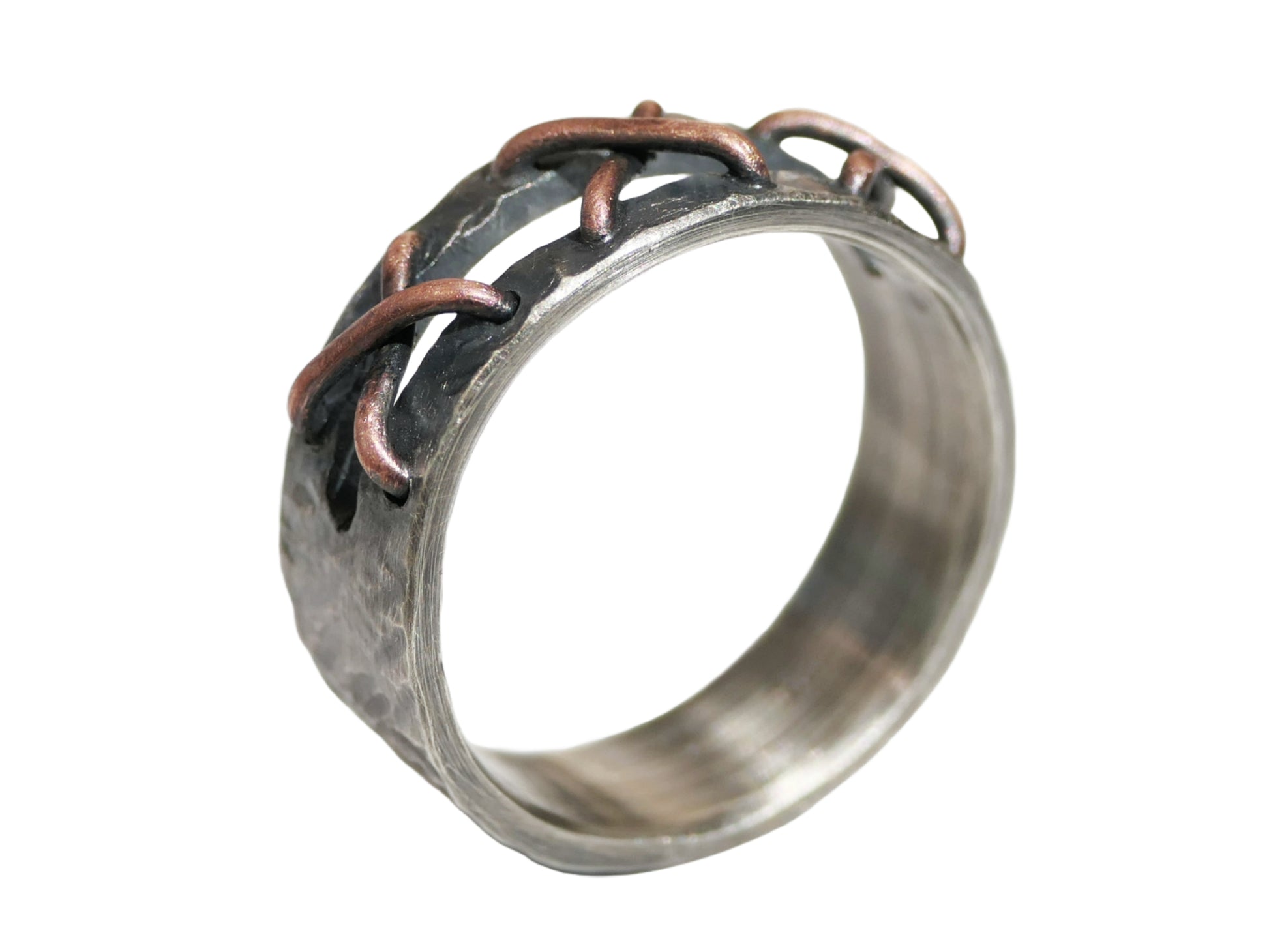 stitched ring rustic wedding ring