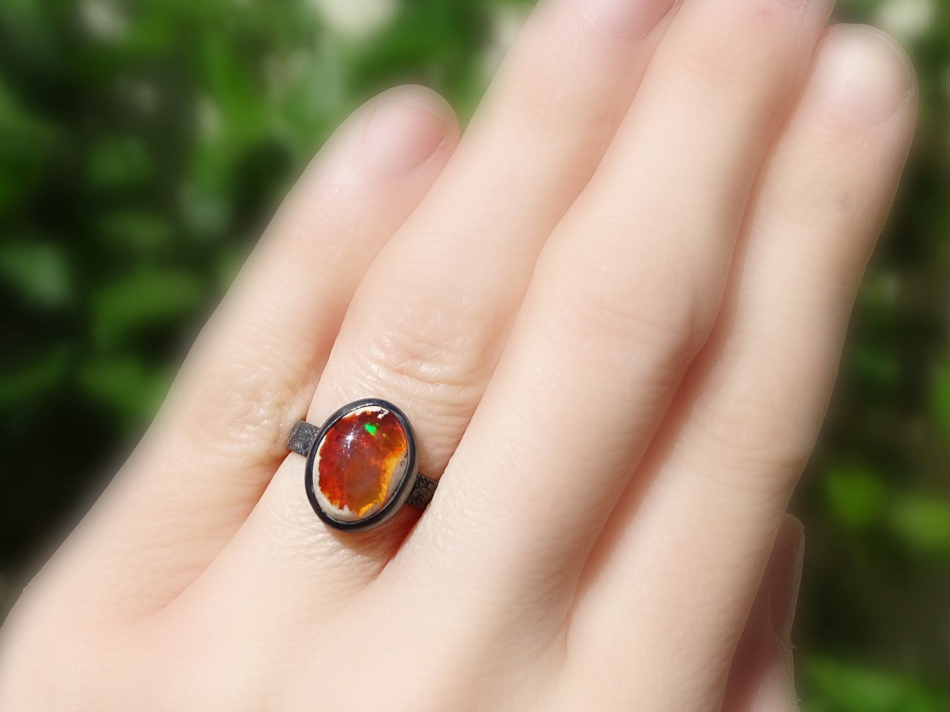 fire opal ring