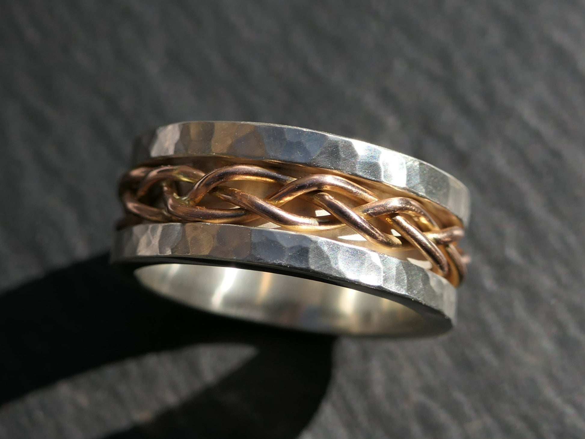 gold and silver braided wedding band