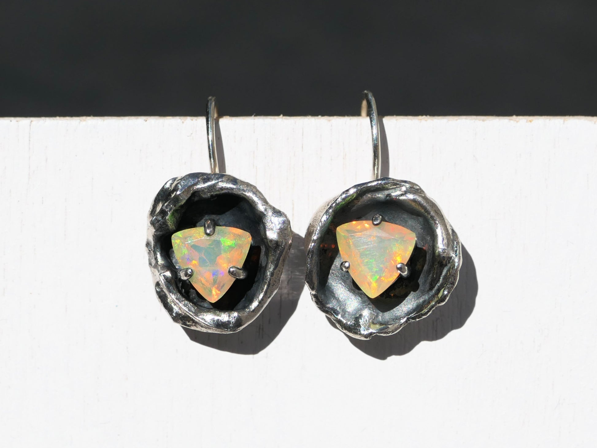 rainbow welo opal earrings silver